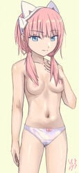 ai:_the_somnium_files iris_sagan panties pink_hair solo topless