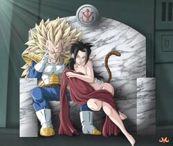 clothed_male_nude_female dragon_ball dragon_ball_multiverse dragon_ball_z female female_saiyan king maniaxoi oc saiyan saiyan_armor saiyan_girl saiyan_oc saiyan_tail super_saiyan_3 tagme vegeta