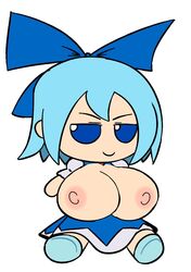 big_breasts breasts chibi cirno cute edit fumo_plush huge_breasts living_doll shortstack touhou