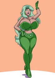 1girls art-2u beatriz_da_costa big_breasts breasts cleavage curvy dc dc_comics dcau female fire_(dc) high_heels hourglass_figure huge_breasts large_breasts latina solo wide_hips