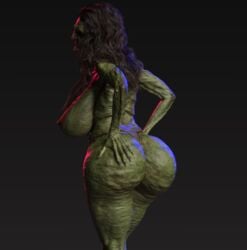 3d ass bangs big_ass big_butt brown_hair bubble_butt creepy dark_hair dat_ass daz_studio female gilf glowing_eyes green_skin grotesque hair horror huge_ass mature mature_female milf misuzalha3d monster_girl naked no_bra no_panties olga_(misuzalha3d) pinup pubic_hair render scary serious shoulder_length_hair witch yellow_eyes