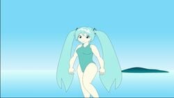 1080p 1girls animated blue_eyes blue_hair blue_swimsuit breast_expansion color colored female hatsune_miku horny horny_female hyper_breasts jackurai no_sound ocean one-piece_swimsuit outside simple_coloring simple_shading solo swimsuit video vocaloid white_skin