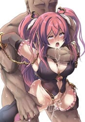 1boy 1boy1girl 1male choke_hold drooling faceless_male kuuka_(princess_connect!) larger_female male male/female male_penetrating male_penetrating_female muscular_male princess_connect! princess_connect!_re:dive tomi_kuuka