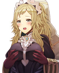 1boy 1girls absurdres ahoge alternate_costume alternate_hairstyle bangs blonde_hair blush breast_grab breasts brooch commission cosplay double_breast_grab felicia_(fire_emblem) felicia_(fire_emblem)_(cosplay) female fire_emblem fire_emblem_fates fire_emblem_heroes gloves grabbing grey_eyes groping highres hood jewelry kiran_(fire_emblem) kiran_(fire_emblem)_(male) long_hair maid_headdress medium_breasts nintendo open_mouth ophelia_(fire_emblem) ponytail saikunartworks straight