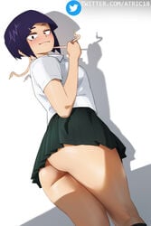 1girls ass atric18 bottomless bubble_ass bubble_butt eye_contact female going_commando kyoka_jiro looking_at_viewer miniskirt my_hero_academia school_uniform schoolgirl short_hair skirt solo standing thick_thighs thighs u.a._school_uniform upskirt wide_hips