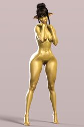 3d alanessa_(misuzalha3d) ass bangs big_ass big_butt big_lips breasts brown_hair daz_studio elf_ears fantasy female goblin goblin_female green_skin hair_bun hairy_pussy lips misuzalha3d monster_girl nipple_piercing nipples perky_breasts piercing pinup pointy_ears pubic_hair pussy render short_hair small_breasts wide_hips wide_thighs