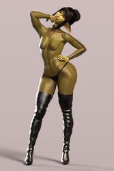 3d alanessa_(misuzalha3d) ass bangs big_ass big_butt big_lips black_sclera boots breasts brown_hair daz_studio elf_ears fantasy female fishnet fishnet_bodysuit fishnet_stockings fishnets goblin goblin_female green_skin hair_bun knee_boots latex latex_boots latex_legwear leather leather_boots lips long_boots misuzalha3d monster_girl nipple_piercing nipples nose_piercing perky_breasts piercing piercings pinup pointy_ears render short_hair small_breasts wide_hips wide_thighs yellow_eyes
