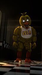 3d animatronic animatronics blurred_background blurry_background chica_(fnaf) creepy exposed_penis five_nights_at_freddy's futa_only futanari glowing_eyes original_design penis portrait robot robot_humanoid robot_joints robot_penis source_filmmaker staring_at_viewer weirdosfm