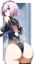 ass back_view behind_view big_ass big_butt breasts fate/grand_order fate_(series) gin_moku huge_ass huge_butt lilac_hair looking_at_viewer looking_back mash_kyrielight purple_eyes purple_hair tagme thighhighs viewed_from_behind