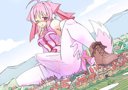 1futa animal_ears big_penis breasts bulge city clothed clothing cum_through_clothes cumming_through_clothing destruction dog_days erect_penis erection erection_in_panties erection_under_clothes fully_clothed futa_giantess futa_only futa_sans_balls futanari giant giant_futanari giantess humanoid humanoid_penis kemonomimi light-skinned_futanari light_skin macro_futa millhiore_f_biscotti panties penis penis_under_clothes pink_hair precum precum_drip precum_through_clothing seo_tatsuya solo spread_legs tenting