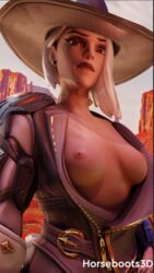 3d ashe_(overwatch) blender_(software) breasts cowgirl horseboots3d overwatch