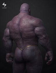 1boy 1male 5_fingers alien alien_humanoid anthro armor ass ass_focus back back_muscles back_view barely_clothed big_ass big_ass_(male) big_butt big_muscles biped body_hair bottomwear chubby dat_ass fat_ass funny g-string gold_thong hellboysoto humanoid humanoid_hands male male_only male_thong manly marvel marvel_cinematic_universe marvel_comics meme muscle muscles muscular muscular_arms muscular_ass muscular_back muscular_butt muscular_legs muscular_male nails naked naked_male partially_nude purple_body purple_skin realistic realistic_anatomy realistic_textures revealing_clothes round_ass scars skimpy skimpy_bikini skimpy_clothes solo tagme thanos thong topless underwear viewed_from_behind yaoi