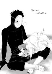 2boys akatsuki_(naruto) androgynous artist_request ass clothed_male_nude_male deidara duo duo_focus erection fellatio fingering fingering_partner gay gloves hair_over_one_eye insertion licking licking_penis long_hair male/male mask masked monochrome multiple_boys nail_polish naruto naruto_(series) naruto_shippuden oral pants penis_grab ponytail shirt spread_legs tied_hair tobi toeless_legwear toenail_polish uchiha_obito yaoi