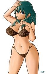 0213 1girls black_panties blue_eyes bra breasts byleth_(fire_emblem) byleth_(fire_emblem)_(female) fire_emblem fire_emblem:_three_houses large_breasts looking_at_viewer medium_hair nintendo oniisan02b panties solo teal_hair underwear white_background