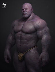 1boy 5_fingers abs alien alien_humanoid anthro armor belly_button biceps biped body_hair bottomwear chubby funny g-string gold_thong hellboysoto humanoid humanoid_hands looking_at_viewer male male_only male_solo male_thong manly marvel marvel_cinematic_universe marvel_comics meme muscle muscles muscular muscular_arms muscular_legs muscular_male nails naked nipples partially_nude pecs pectorals purple_body purple_skin realistic realistic_anatomy realistic_textures scars serious solo solo_male thanos thong topless underwear yaoi