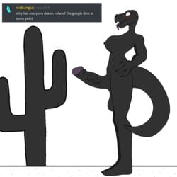 1futa areolae balls big_balls big_penis black_body breasts cactus dickgirl dinosaur dinosaur_(google_chrome) discord exposed exposed_ass exposed_breasts exposed_penis futa_only futanari huge_cock nipples nude penis scalie side_view solo standing suado_boi tagme white_background