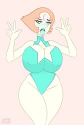 alphapossum blush huge_breasts pearl_(steven_universe) steven_universe tongue tongue_out