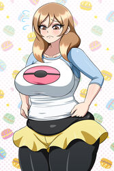 1girls alternate_breast_size ass belly big_breasts blush breasts brown_eyes brown_hair chubby clothed clothes clothing cosplay female female_only fully_clothed hips hourglass_figure huge_ass huge_breasts human humanoid large_breasts looking_down macaroon nintendo original_character pantyhose pokemon pokemon_bw2 rosa_(pokemon) rosa_(pokemon)_(cosplay) skintight skirt solo solo_female thick thick_thighs thighs thunder_thighs tight_clothing tights voluptuous weight_conscious wide_hips yensh