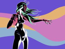 atlas_(the_upgrader) bare_breasts bare_legs bare_thighs barely_visible_genitalia female female_only functionally_nude green_hair guessuhhhh mask mask_on_head masked masked_female oc original_character purple_nipples small_breasts