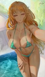 1girls 2021 alternate_breast_size araneesama arm_out artist_signature bare_legs belly_button big_breasts bikini bikini_bottom breasts cutesexyrobutts_(style) daytime female female_focus female_only hand_on_thigh hi_res hips huge_breasts large_breasts large_filesize leaning_forward long_hair looking_at_viewer micro_bikini nami no_pants one_piece orange_eyes orange_hair outdoors pool poolside post-timeskip selfie shoulder_tattoo slim_waist standing striped_bikini tattoo teal_bikini thick_thighs thighs water wide_hips