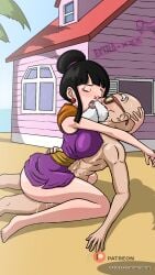 age_difference ass beach breasts cheating cheating_(relationship) cheating_wife chichi closed_eyes completely_nude cowgirl_position dragon_ball dragon_ball_z extraxxxanimacion female female_pervert glasses kame_house large_breasts legs legs_apart long_legs male mature_female mature_male muscular muscular_male muten_roushi nude pervert sex straddling straight vaginal_penetration