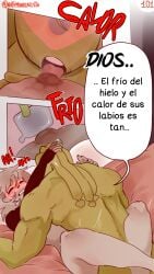 2boys argentina_(countryhumans) brazil_(countryhumans) comic comic_page countryhumans couple gay ice ice_cube kinky_naty licking_breast licking_nipples male male_only married_couple pectorals piercings spanish_text