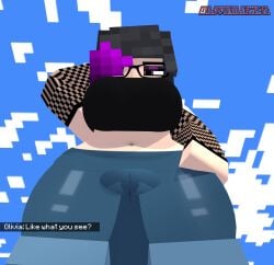 ambiguous_pov do_you_like_what_you_see dyed_hair female fishnets girl glasses goth_girl jean_shorts makeup minecraft minecraft_xxx minecraft_youtubers olivialewdz pov purple_eyes purple_hair