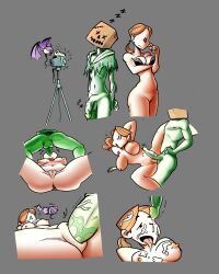 big_breasts big_penis breasts camera comic_page cum_on_face female green_skin male oral_penetration oral_sex penis pussy red_hair vaginal_penetration