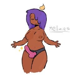 black_body black_female black_skin breasts candle candle_(ii) color colored doodle female humanized inanimate_insanity large_breasts mellzies nude_female object_show object_shows presenting purple_hair simple_background solo solo_female strap-on white_background