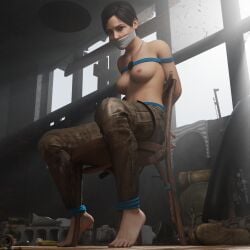 anna_miller_(metro) barefoot bondage breasts chair_bondage feet ironlawbringer metro_(series) metro_exodus tagme tied_hands tied_legs tied_to_chair tied_up