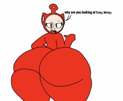 1girl ass big_butt bubble_ass bubble_butt curvy_female english_text po_(teletubbies) red-skinned_female red_body red_skin teletubbies the_main_teletubbies_cast tinky_winky