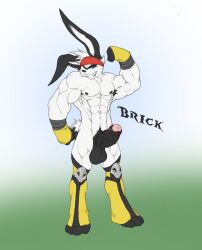 2015 abs anthro balls erection fan_character genitals hi_res humanoid_genitalia humanoid_penis lagomorph leporid male mammal mostly_nude muscular muscular_anthro muscular_male nipples pecs penis pose pubes rabbit solo utx-shapeshifter vein veiny_penis