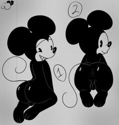 1boy anthro anus ass balls big_ass black_fur cartoony cute digital_art digital_drawing_(artwork) digital_media_(artwork) disney fur hi_res highres kappi0 loaltoff long_tail male male_only mickey_mouse mouse naked nude pac-man_eyes penis public_domain rat rodent self_upload simple_background smile smiling solo steamboat_willie tagme tail testicles thick_thighs watermark