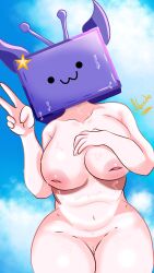 1girls alternate_breast_size big_ass big_breasts curvy curvy_female curvy_figure exhibitionism huge_breasts large_breasts nimu nimu_(cosplay) nimu_(irl) nude nude_female peace_sign real_person sofía_magaly_santillán_(nimu) solo solo_female virtual_youtuber youtube youtube_hispanic