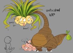 3_heads alolan_exeggutor crazy_hair exeggutor extreme_size_difference huge_belly huge_thighs long_neck morbidly_obese_female pokemon pokemon_(species) pokemon_sm pokephilia sleepyslut thick_tail