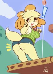 ! animal_crossing anthro ass big_ass breasts canine female fur isabelle_(animal_crossing) mario_(series) ni_jikan nintendo super_mario_bros. super_mario_bros._(nes) super_smash_bros. thick_thighs video_games wide_hips