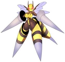 1girls anthro arthropod beedrill big_breasts h_earth insect_girl looking_at_viewer mega_beedrill nintendo nipple_bulge pokemon pokemon_rgby pokemon_xy solo solo_female tagme thick thick_thighs thin_waist wasp wasp_girl white_background