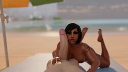 1boy 1girls 3d abs beach big_penis blender blender_(software) breasts cock_worship dark-skinned_female dark_skin egyptian egyptian_female female femsub huge_cock imminent_fellatio interracial large_penis legs_up light-skinned_male light_skin male overwatch overwatch_2 pharah pov short_hair submissive_female sweat tanned tanned_skin tattoo thighs veins veins_on_dick viewer_pov wet wet_body white_male