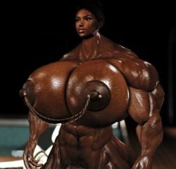 1futa 3d areolae big_muscles dark_skin extreme_muscles futanari huge_breasts human hyper_muscles muscular muscular_female nipples nude pubic_hair second_life self_upload shiny_skin solo standing thesusman thick_thighs