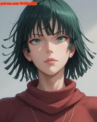 1girls ai_generated artifical_art big_breasts curvaceous_female cute_face dark_green_hair fubuki_(one-punch_man) green_eyes green_hair light-skinned_female mature_female medium_hair one-punch_man perfect_body short_hair voluptuous_female