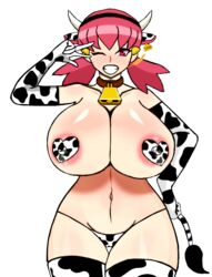 cow_girl cow_horns cow_print cow_tail cowbell cowgirl iced_latte_with_breast_milk lactation meme milk milk_drip nintendo nipples_visible_through_clothing pokemon shiftymermaid whitney_(pokemon) year_of_the_ox