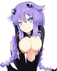 1girls areolae blue_eyes cpu_(neptunia) d-pad d-pad_hair_ornament goddess hair_ornament long_hair medium_breasts neptune_(neptunia) neptunia_(series) nipples power_symbol-shaped_pupils purple_hair purple_heart_(neptunia) simple_background smile twin_braids video_games white_background