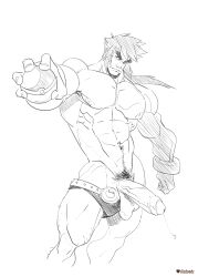 balls bara big_balls big_penis boner bruno_(pokemon) dizdoodz erection male male_only monochrome muscles muscular nintendo penis pokemon shirtless solo solo_male underwear underwear_down