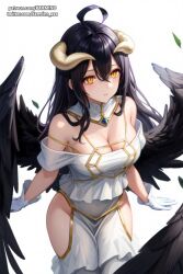 ai_generated albedo_(overlord) big_breasts black_hair horns karmino overlord_(maruyama) succubus wings