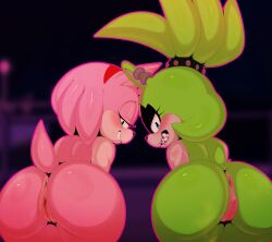 absurd_res afrosoricid amy_rose anthro ass clothing digital_media_(artwork) duo ephemilie eulipotyphlan female fur genitals green_body hair hedgehog hi_res idw_publishing mammal nude piercing pink_body pussy sega sharp_teeth sinrizuki sonic_(series) sonic_the_hedgehog_(comics) sonic_the_hedgehog_(idw) sonic_the_hedgehog_(series) surge_the_tenrec teeth tenrec