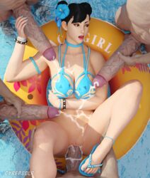 3d beach chun-li cum_in_pussy cum_inside cum_on_body cum_on_breasts cumming cumshot cyberbolt gangbang light-skinned_female light-skinned_male light_skin pool street_fighter street_fighter_v