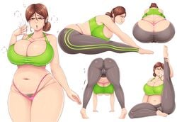 1girls ass ass_up big_ass big_breasts big_butt breasts brown_eyes brown_hair cameltoe fat feet female huge_ass huge_breasts large_ass large_breasts marian_(riukykappa) mature_female milf narrow_shoulders one_eye_closed original overweight pubic_hair riukykappa slightly_chubby solo sports_bra thick_ass thick_thighs thighs thong tight_clothing voluptuous white_background yoga yoga_pants