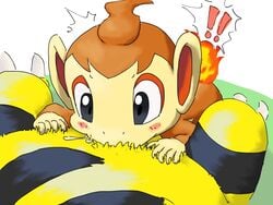 !! (･3･) black_eyes blush chimchar deep_throat electabuzz furry oral oral_sex orange_fur pokemon pokemon_(species) pokemon_dppt pokemon_rgby yellow_fur