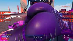 ass ass_focus big_ass nia_(splitgate) purple_body purple_legwear splitgate thigh_highs