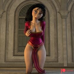 1girls 3d 3dbabes 3dx belt bottomless breasts dark_hair disney large_breasts mother_gothel no_panties patreon patreon_only_post tangled